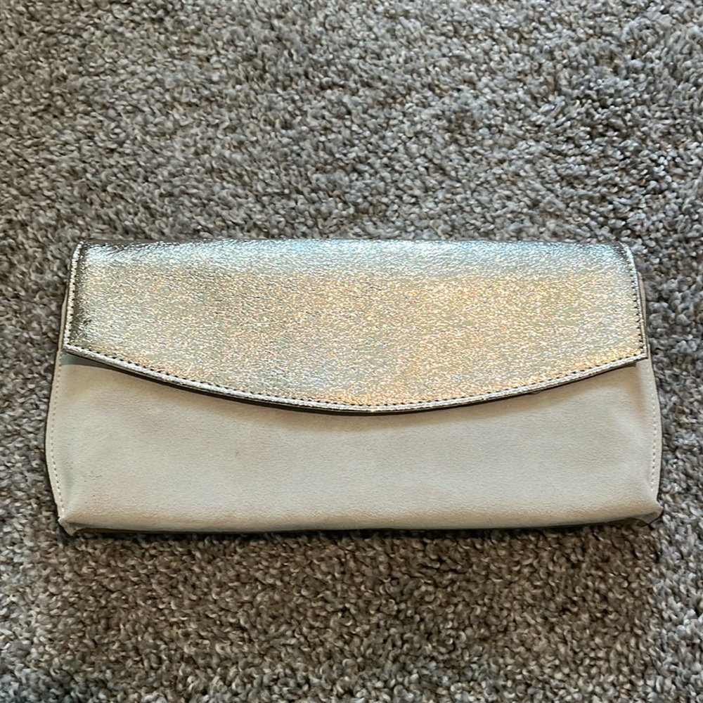 Banana Republic gold/tan suede clutch
